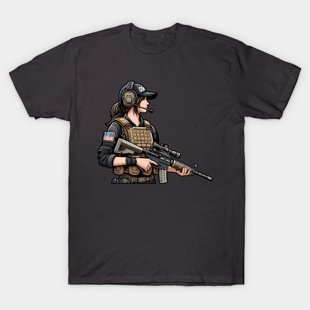 Tactical Girl T-Shirt by Rawlifegraphic